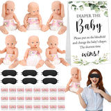 37 Pcs Baby Shower Diaper Changing Game Supplies Including Dolls Blindfold Diapers Cardboard Sign Baby Changing Diaper Race Game Set For Gender Reveal Party (Cute)