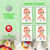 Baby Shower Gender Neutral Scratch Off Poop Game, Easy To Play Silly Games, Funny Idea, Ice Breaker Activity. Raffle Cards, Green Pacifier, Set Of 40 Cards Made In Usa