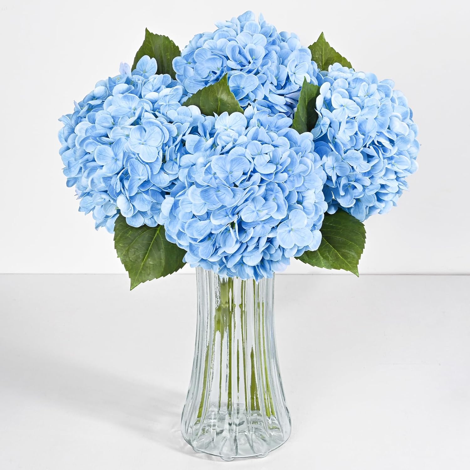 4 Pcs Blue Hydrangea Artificial Flowers, Latex Real Touch Hydrangea Flowers, 19.6'' Full Faux Hydrangea Flowers Fake Flowers For Home Decor Party Wedding Centerpiece Bouquet Floral Arrangements