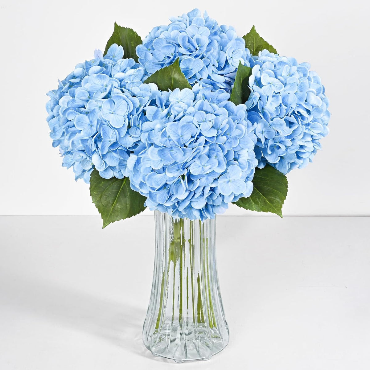 4 Pcs Blue Hydrangea Artificial Flowers, Latex Real Touch Hydrangea Flowers, 19.6'' Full Faux Hydrangea Flowers Fake Flowers For Home Decor Party Wedding Centerpiece Bouquet Floral Arrangements
