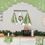 6 Pcs Merry Christmas Kitchen Towels Christmas Wreath Decorative Hand Towels Home Dish Cloth Hello Winter Farmhouse Tea Cloth Kitchen Accessories Bathroom Decor
