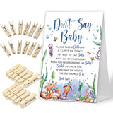 Don'T Say Baby Game, Ocean Under The Sea Baby Shower Game Include Baby Shower Sign And 50 Pcs Mini Clothespins, Gender Neutral Baby Shower Decoration, Party Favors Supplies-Lf32