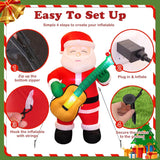 6.5 Ft Christmas Inflatable Santa Claus With Guitar, Blow Up Santa Christmas Decorations Outdoor, Unique Lighted Xmas De