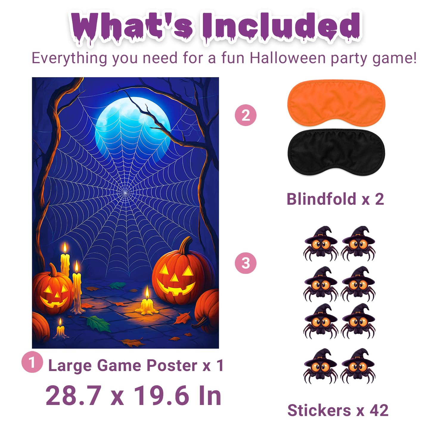Halloween Games - Pin The Spider On The Web Party Game, Halloween Party Decorations Supplies Activities
