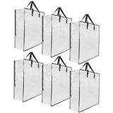 6 Pack Clear Storage Bags With Zipper And Handles, Blanket Bags For Closet Storage, Moving And Packing Supplies For College, Underbed Storage Organizer For Clothes Pillow Bedding Christmas Wreath