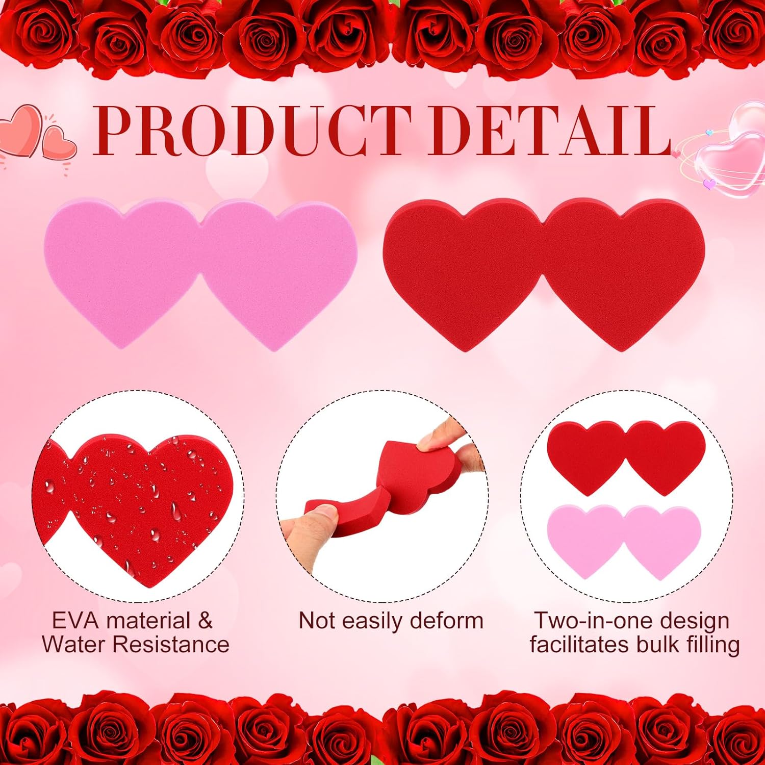 56 Pcs Valentine'S Day Heart Vase Filler Heart Valentine Home Decor Pink And Red Vase Filler Indoor Decor For Tiered Tray And Table Centerpiece Decorations