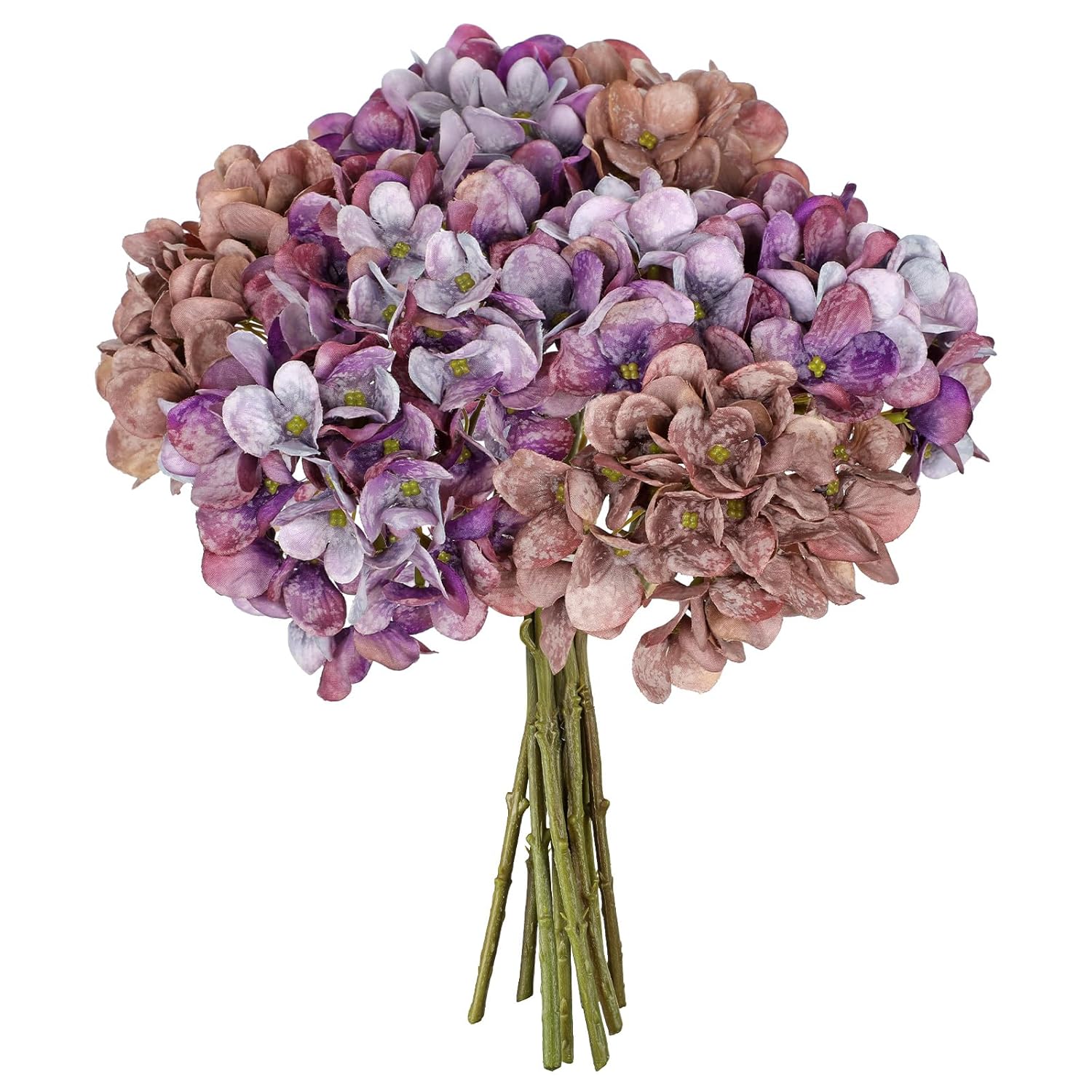 9 Pcs Fall Hydrangea Artificial Flowers For Decoration, Fall Artificial Flowers Floral Stems For Centerpieces, 12.5" Falls Silk Flower Fake Flower Bouquet For Autumn Farmhouse Wedding Decor, Purple