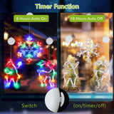 3Pcs Christmas Window Lights, Battery Powered Christmas Window Hanging Decorations Reindeer & Christmas Tree & Snowflake