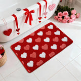 Valentines Bathroom Rug 16X24 Inch, Soft And Absorbent Tufted Love Heart Bath Mat Non Slip Washable, Valentines Day Bathroom Decor Rug Happy Anniversary Decorations