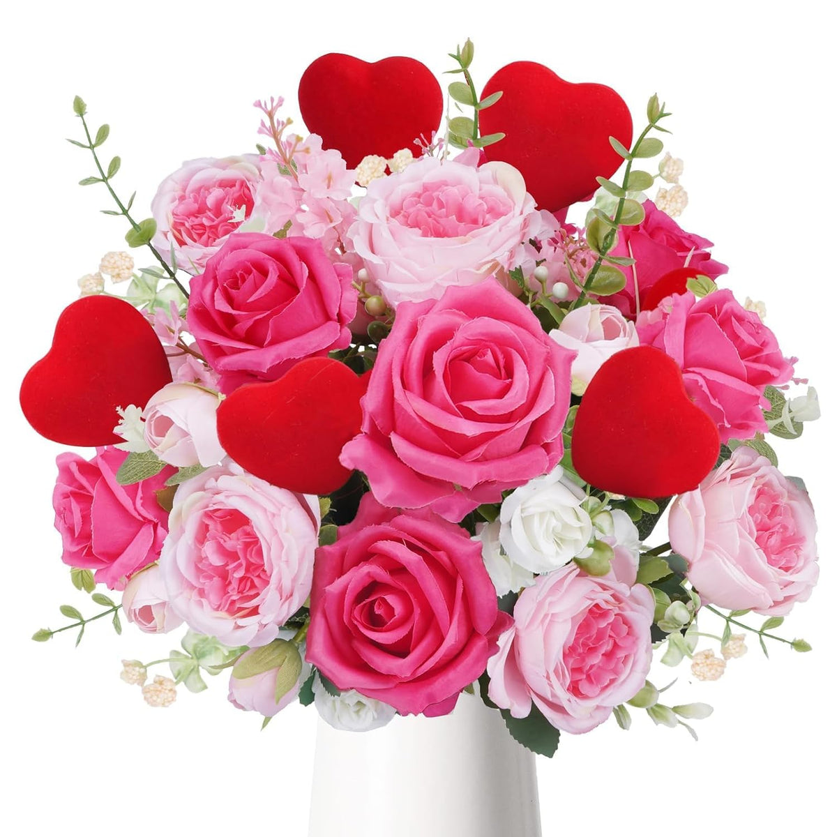 Valentine'S Day Decorations Valentines Flowers Artificial Rose Peony Fake Spring Flowers Love Hyacinth Bouquet Indoor Silk Floral Arrangements For Home Table Anniversary Wedding Decorations