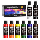 8 Primary Colors Acrylic Paint Set(4 Oz, 120 Ml), Rich Pigment, Non Toxic Craft Paint For Multi Surface Canvas, Wood, Ceramic, Rock, Fabric, Art Painting Supplies For Beginner & Artist Adult