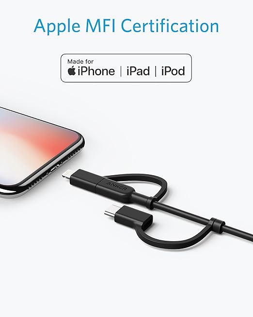 3 in 1 Charging Cable 3FT Lightning USB C Micro USB Fast Charger Cord for iPhone iPad Samsung Android