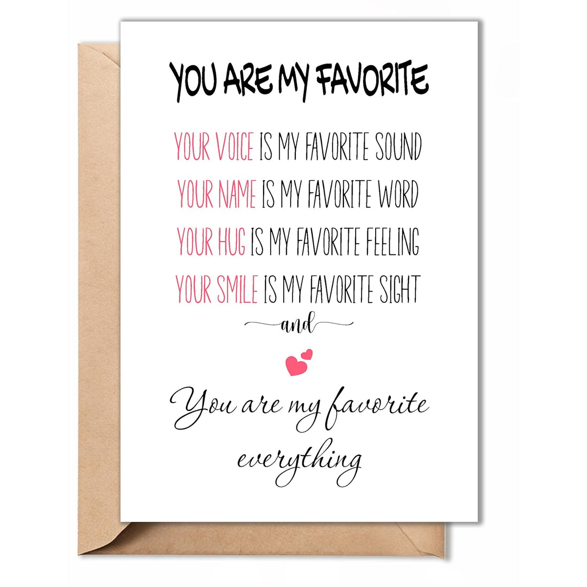 Valentines Day Card For Him, Her – Romantic Greeting Card For Husband, Wife, Boyfriend, Girlfriend – 5X7 Folded Anniversary Card With Envelope & Sticker – Blank Inside, Sweet Love Quote On Front