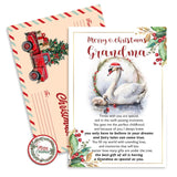 Christmas Card For Grandma, Grandmother Merry Xmas Greeting Card With Envelope And Seal, Christmas Gift For Grandmother From Granddaughter, Grandson, Kids