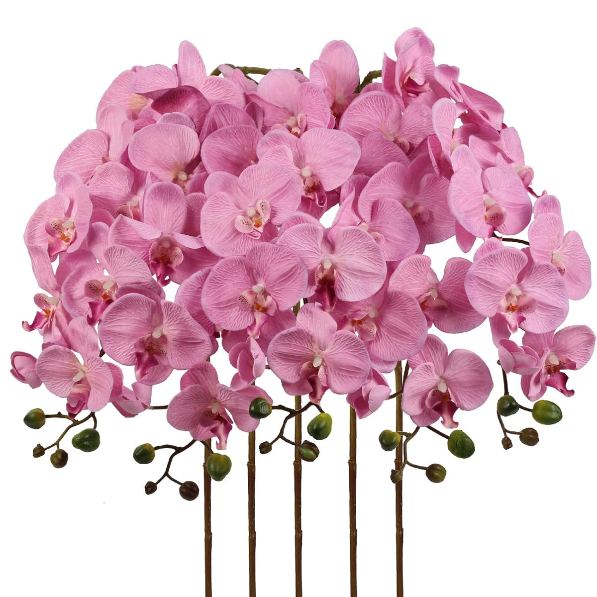 40.16" Pink Orchid Artificial Flowers 5Pcs Fake Silk Orchids Faux Orchid Stems Phalaenopsis Branches For Tall Vase For Bridal Shower Home Party Wedding Decoration (Pink)