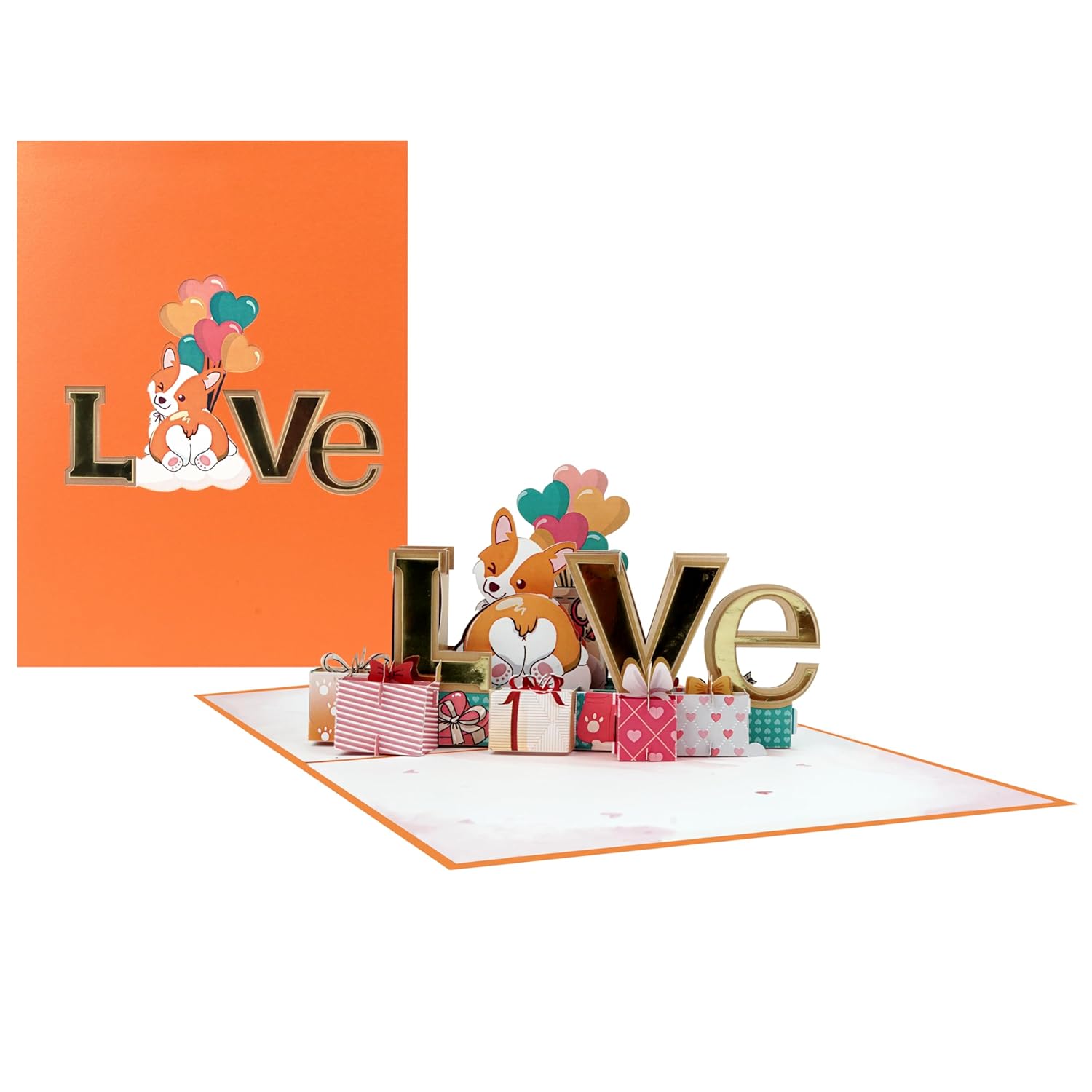 3D Corgi Love Pop Up Card Romantic Dog Lover Greeting For Anniversary Valentine’S Day Wedding Birthday For Girlfriend Boyfriend Wife Women 6 X 8 Inch