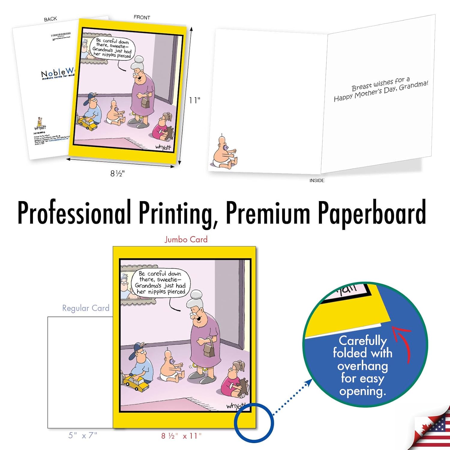 - Funny Mother'S Day Greeting Card (8.5 X 11 Inch) - Jumbo Comic, Cartoon Humor For Mom - Grandma'S Piercings J4160Mgg