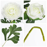 White Ranunculus Artificial Flowers Bouquets, Set Of 5 25.9'' Long Stems Faux Peony, Real Touch Spring Summer Floral Arrangement For Home Decor Wedding Vase Filler Diy Crafts