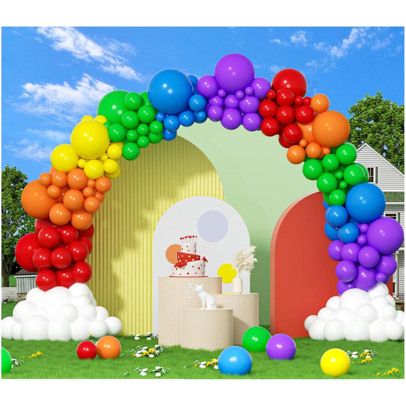 412Pcs Rainbow Balloon Arch Kit Assorted Colors 18 12 10 5 Inch, Diffe