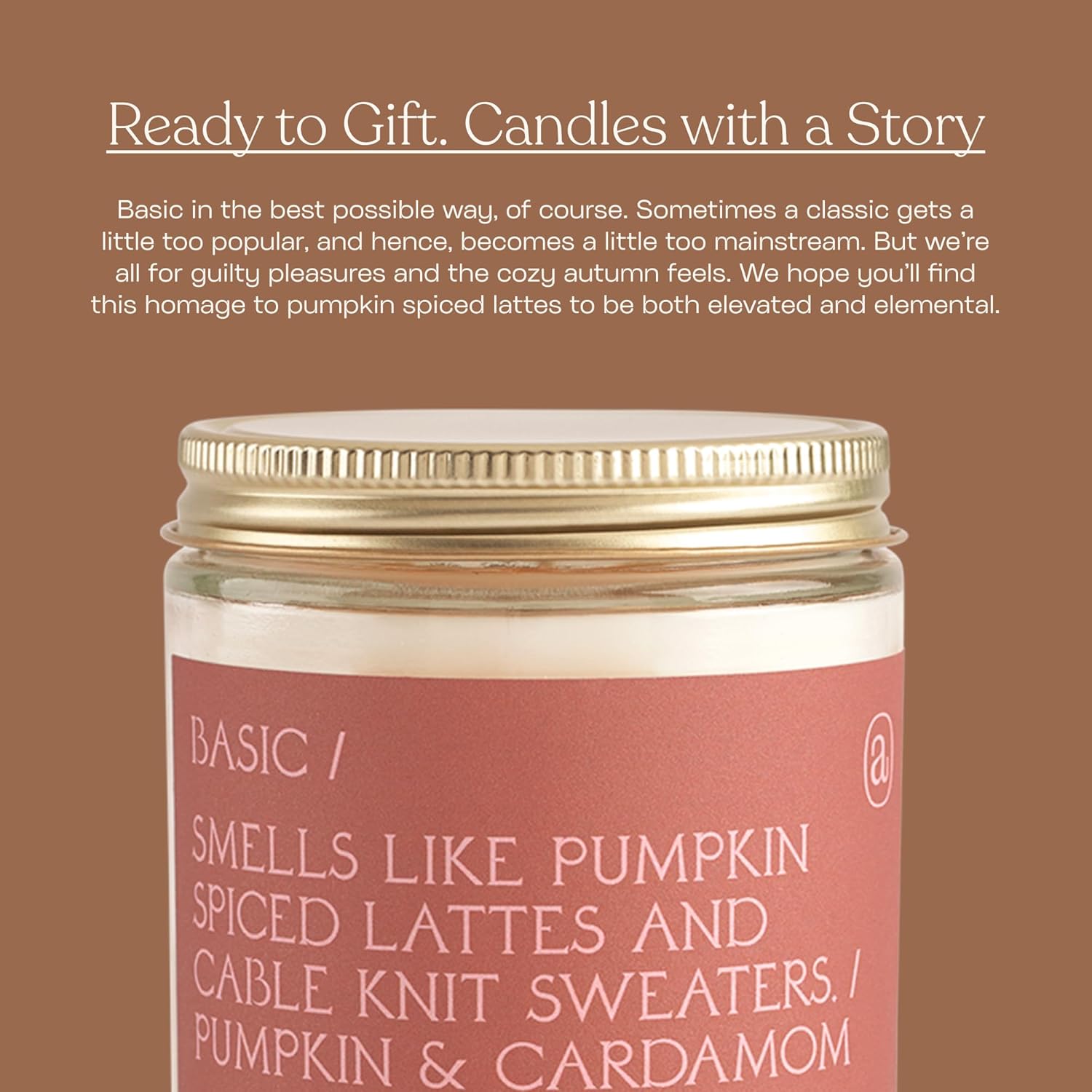 ‘Basic' Coconut Soy Wax Candle Jar | Premium Hand Poured & Long Burning | Pumpkin & Cardamom Scent | Phthalate-Free | For Home, Office, Gift - 7.8 Oz