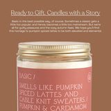 ‘Basic' Coconut Soy Wax Candle Jar | Premium Hand Poured & Long Burning | Pumpkin & Cardamom Scent | Phthalate-Free | For Home, Office, Gift - 7.8 Oz