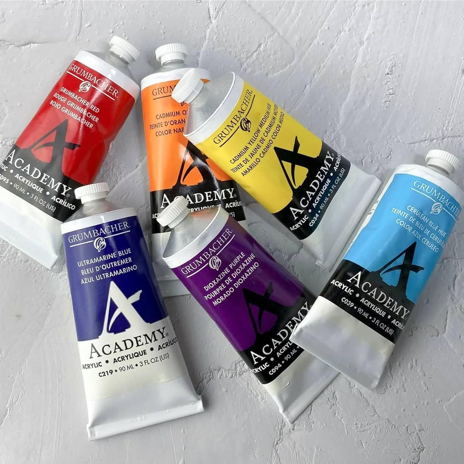 Grumbacher Academy Professional Acrylic Paint Set of 5 90ml Deep Colors - Metal Tubes - Heavy Body Professional Grade Artist Paint with Genuine and Pure Pigments - ASTM Lightfast Colors