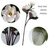 3Pcs Artificial Magnolia Flowers - 29.5" Long White Magnolia Stem Flower, Faux Wedding Flower Bouquet Vase Floral Arrangement For Table Centerpiece Wedding Holidays Party Home Decor