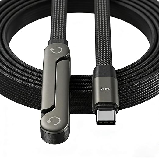 240W USB C to USB C Fast Charging Cable with Stand 4.9FT 90 Degree Design