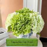 Hydrangea Artificial Flower Natural Lifelike Real 21 Inch Latex Long Stem 2 Light Green+2 Dark Green Hydrangea Flower Bouquets For Home Party Outdoor Wedding Table Centerpiec Decor