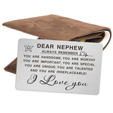Nephew Gifts, Nephew Inspirational Engraved Wallet Card