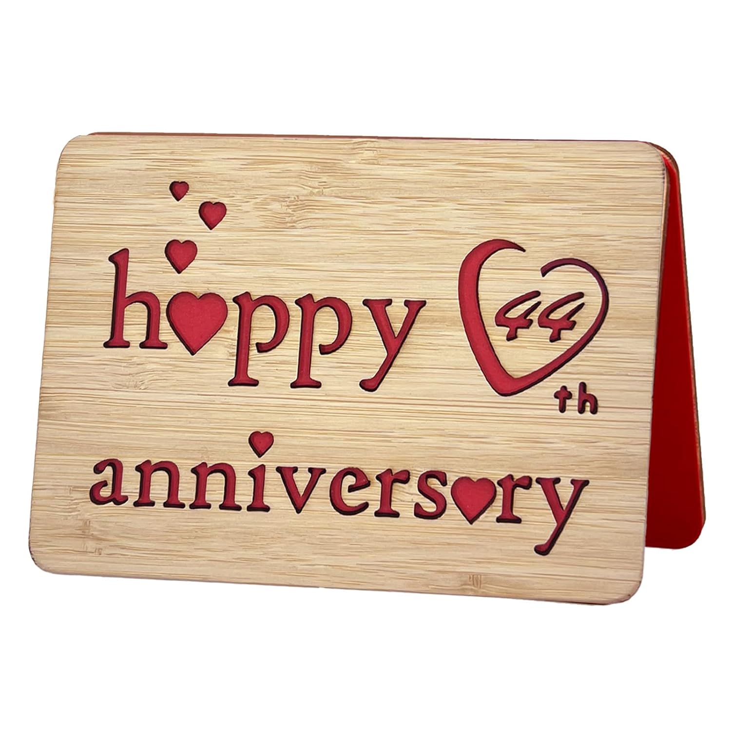Wooden 44Th Anniversary Card,Handmade Wedding Anniversary Greeting Cards,44Th Anniversary Card For Her,Him,Husband,Wife