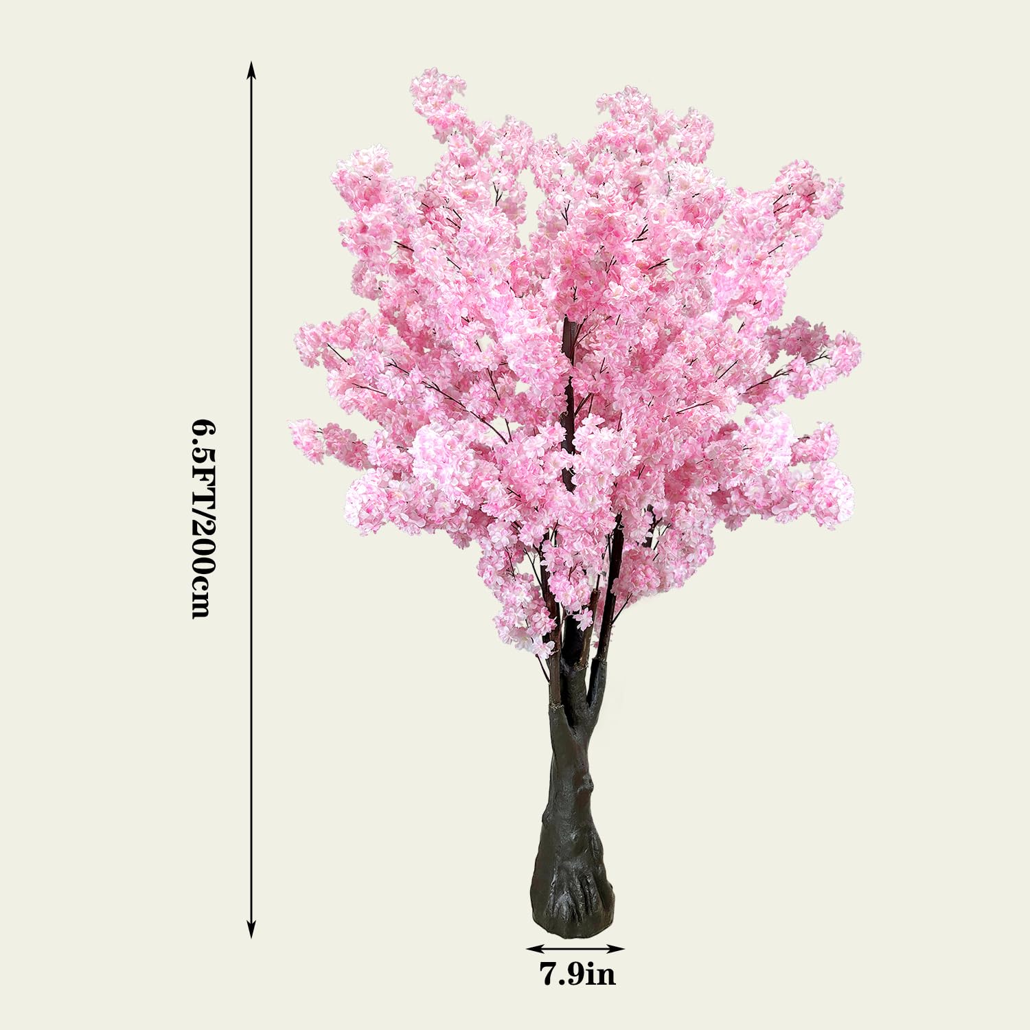 Pink Artificial Cherry Blossom Trees Faux Cherry Blossom Tree Pink Tree For Office Wedding Home Office Living Room House Indoor Outdoor Decor?6.5Ft/2M, Pink?