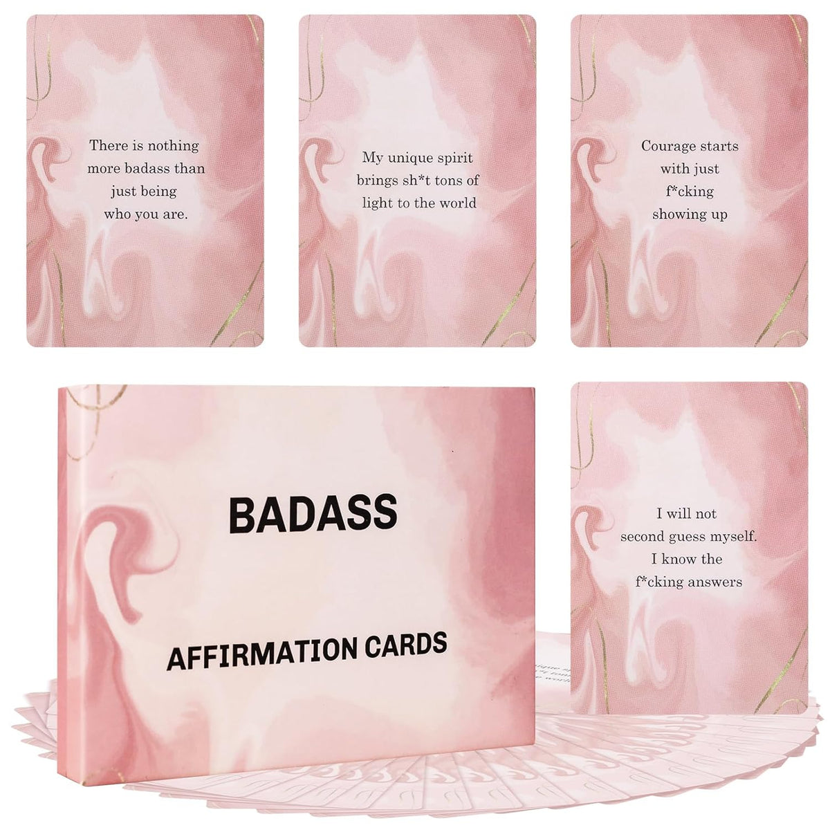 Badass Affirmation Cards For Women, 53 Daily Positive Inspirational Motivational Cards, Mindfulness & Self Care, Birthday Gifts For Women