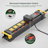 Heavy Duty Surge Protector Power Strip 6 Outlets Individual Switches 3300J 6FT Wall Mount Black