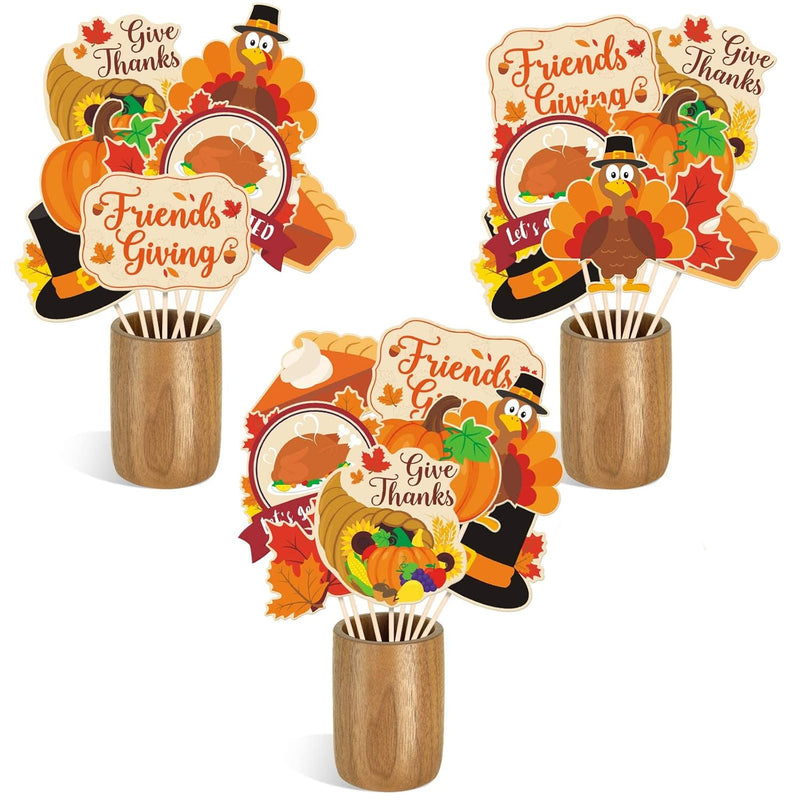 Friendsgiving Centerpiece Sticks Set Of 24, Thanksgiving Table Topper