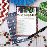 Ugly Sweater Scavenger Hunt Christmas Party Game Cards 10 Pack 5X7 Double Sided Fill-In Holiday Activity, Fun Festive Game For Kids & Adults, Made In Usa By