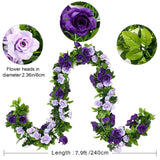 2 Pack (15.8Ft) Fake Rose Garland, Artificial Roses Vines Flower Garland Hanging Floral Vine Wedding Home Backdrop Party Arch Arrangement Decoration
