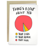 Funny Valentine'S Day For Him | Dirty Birthday Card For Boyfriend | Naughty Anniversary Card For Husband | Things I Love About You Pie Chart Card