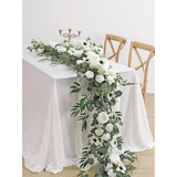 8Ft Eucalyptus And Willow Leaf Garland With Artificial Flowers Fake Flower Peony Rose Vine Greenery Decorative Wall Hanging Plant For Spring Wedding Arch Backdrop Door Arrangement Party Decor