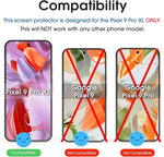 Pixel 9 Pro XL 6.8" Screen Protector, Tempered Glass, Easy Install, 3 Pack