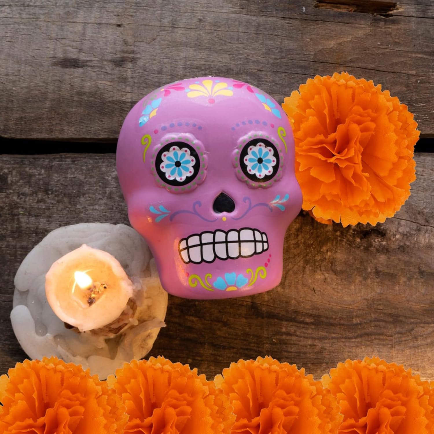 50 Pcs Marigold Silk Artificial Flowers With Stems, Mexican Flowers Decoration For Diwali, Day Of The Dead Wreath Garland, Christmas New Year Wedding Party Altar Decor