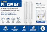 GX23 CFL Light Bulbs 2 Pack 13W 4100K Cool White 2 Pin Plug In Fluorescent Replacement