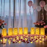 Special Night Romantic Decorations, Valentine'S Day Decorations - I Love You Light Up Letters Luminary Bags With Bright Flameless Tea Candles And Fake Rose Petals, Happy Anniversary