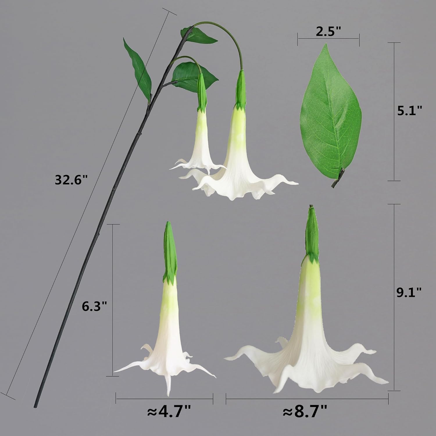 2Pcs Artificial Datura Flowers Fake Real Touch Long Stems Pu Lily Flowers For Home Spring Summer Floral Decoration