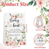 101 Pcs Baby Shower Games Include Paperboard Baby Hunt Sign 100 Mini Plastic Babies Tabletop Sign Tiny Babies Funny Prizes For Gender Reveal Party Favors(Pink,Flowers)