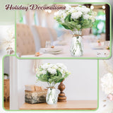37 Pack Artificial Flowers With Bud Vase Bulk 24 Bundles Silk Bouquet 12 Plastic Clear Vase With 1 Rope Fake Flowers For Table Centerpiece Vases Wedding Party Decor(White,Hydrangea)