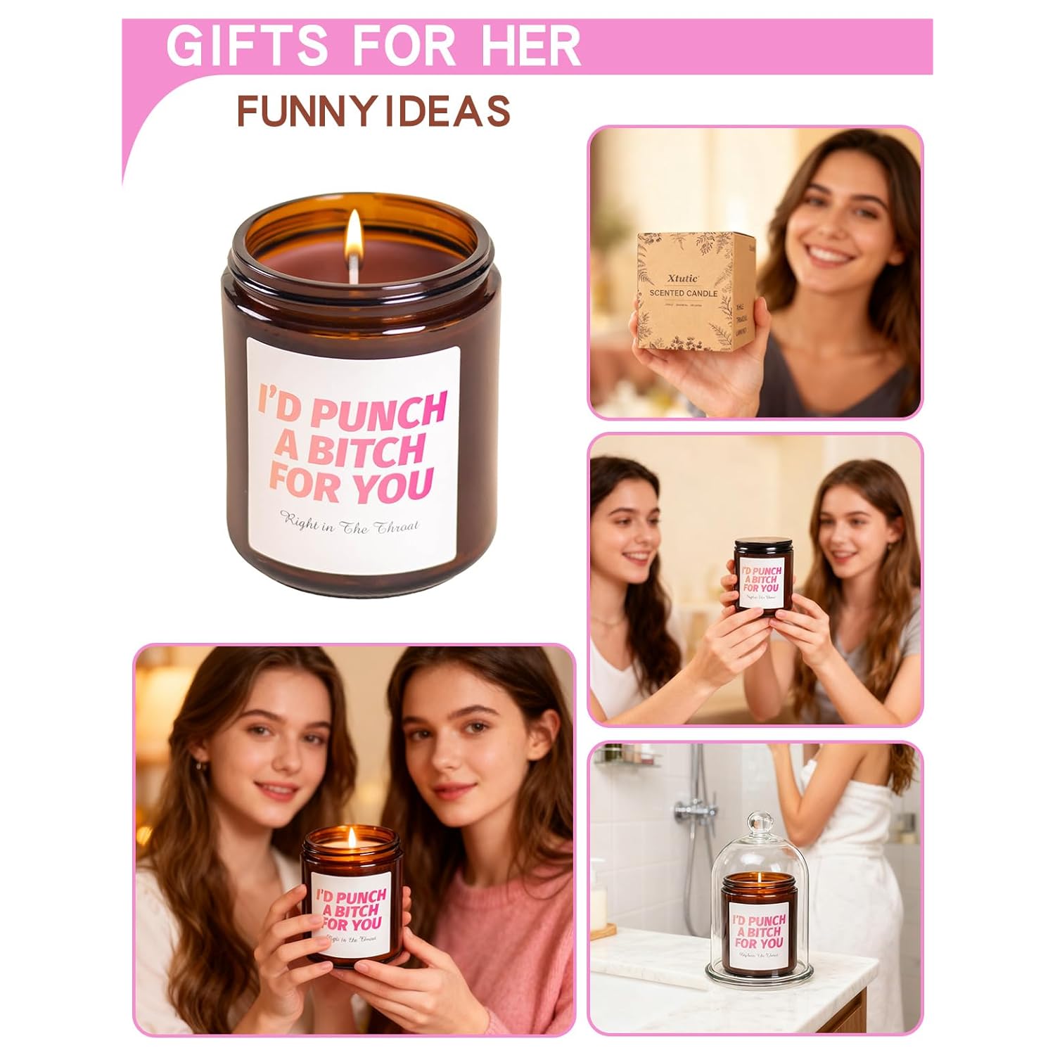 Soy Candles Brown In Jar - Aromatherapy Scented Candle For Women, Thoughtful Gifts For Friends, 7Oz With 50-Hour Burn Time, Home Decor For Relaxation