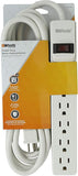6 Outlet Power Strip 8 Ft Extension Cord Built In Overload Protection White