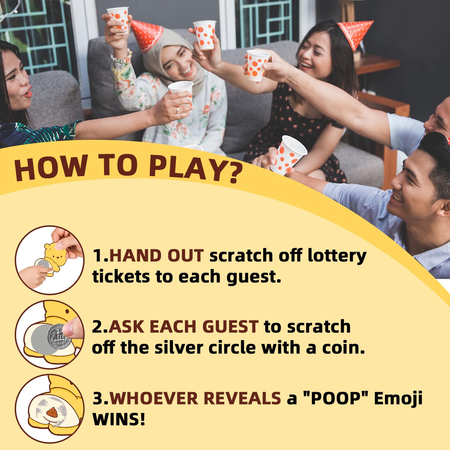 40Pcs Winnie Poopie Scratch Off Lottery Tickets, Baby Shower Scratch Off Game Cards, Who Can Find Poopie Baby Shower Party Games, Funny Party Icebreaker Game Ideas For Gender Reveal