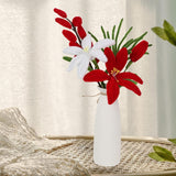 Red Handmade Artificial Lily Bouquet Twist Stick Combination Flower Crochet Flowers Bouquet Kit For Women Wife Lover Friends Anniversary Birthday Valentine'S Day Mother'S Day Graduation Gifts (Red)